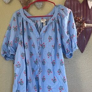 St. John's Bay Light Blue Floral Blouse